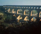 Pont du Gard Roman aqueduct circa 14 AD upstream aspect France